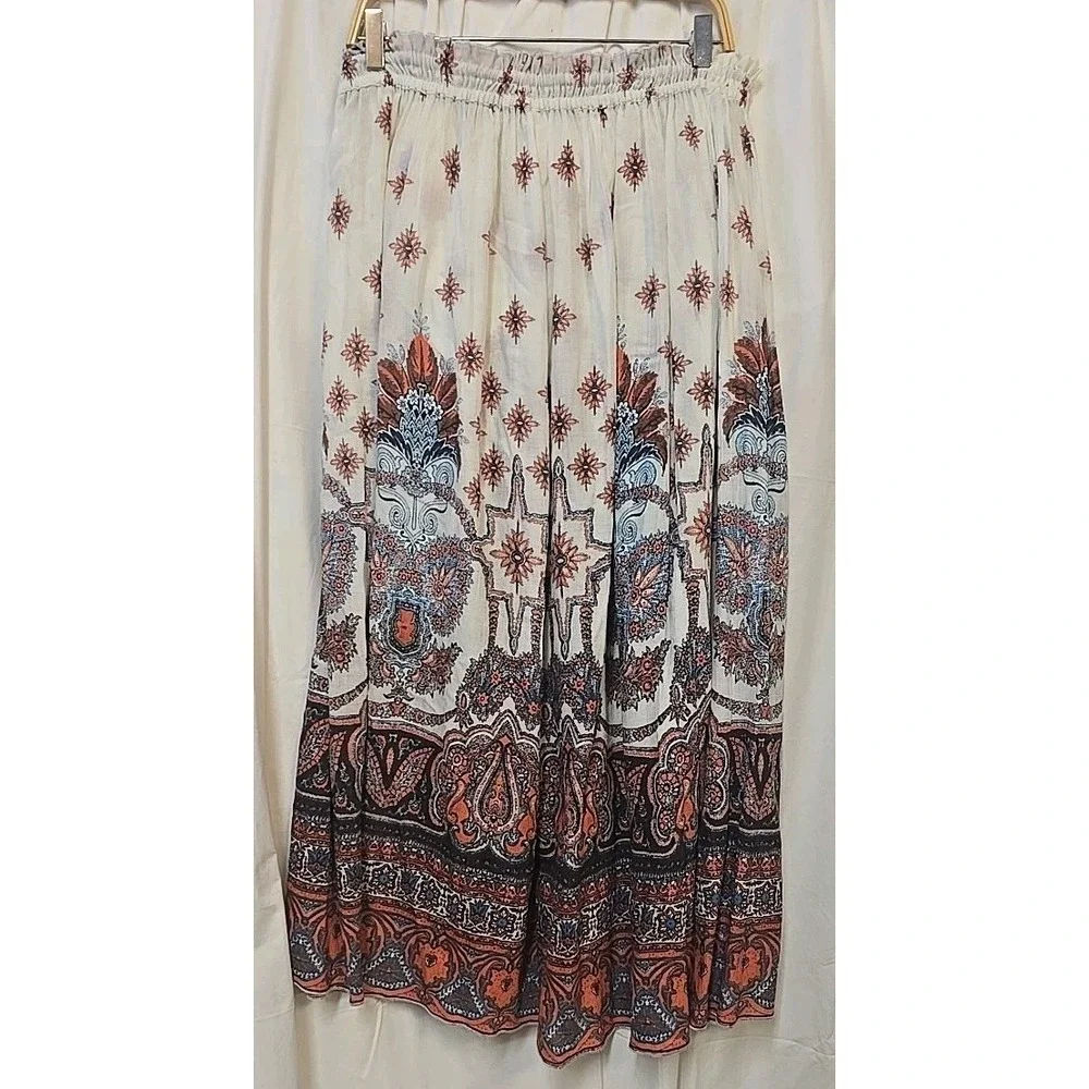 Free People Gold Dust‎ Printed Wide Leg Trousers in Ivory Combo M Cottagecore